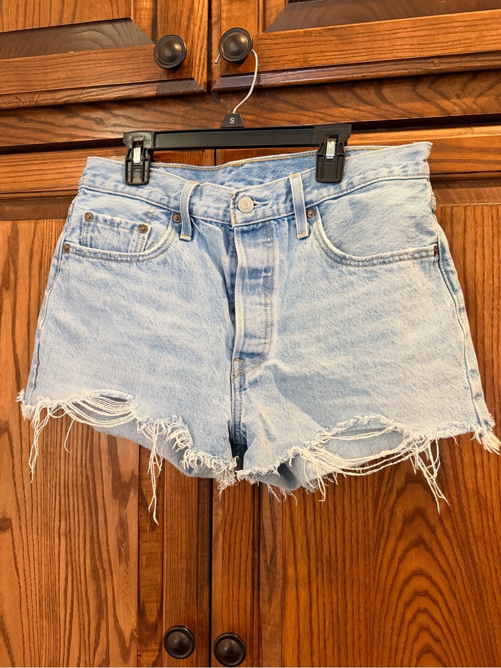 Levi's Light Blue Distressed Denim Cutoff Shorts